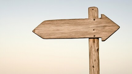 Wooden Arrow Signpost Against Gradient Sky, Symbolizing Direction and Simplicity
