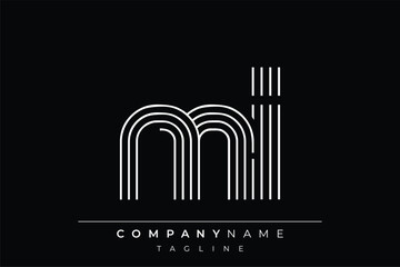 Creative MI lines letter logo design. A simplistic and elegant abstract logo design with linear patterns and initials, suitable for contemporary branding.