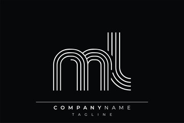 Creative ML lines letter logo design. A simplistic and elegant abstract logo design with linear patterns and initials, suitable for contemporary branding.