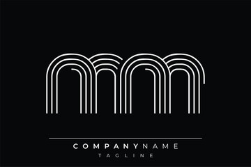 Creative MM lines letter logo design. A simplistic and elegant abstract logo design with linear patterns and initials, suitable for contemporary branding.