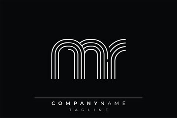 Creative MR lines letter logo design. A simplistic and elegant abstract logo design with linear patterns and initials, suitable for contemporary branding.