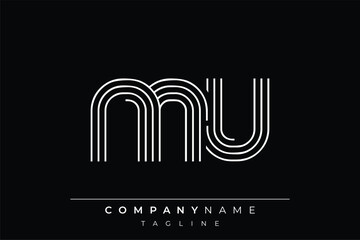 Creative MU lines letter logo design. A simplistic and elegant abstract logo design with linear patterns and initials, suitable for contemporary branding.