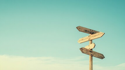 Wooden Arrow Signpost Against Gradient Sky, Symbolizing Direction and Simplicity
