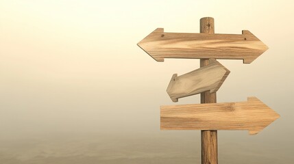 Wooden Arrow Signpost Against Gradient Sky, Symbolizing Direction and Simplicity
