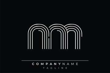 Creative NM lines letter logo design. A simplistic and elegant abstract logo design with linear patterns and initials, suitable for contemporary branding.