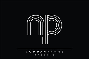 Creative NP lines letter logo design. A simplistic and elegant abstract logo design with linear patterns and initials, suitable for contemporary branding.