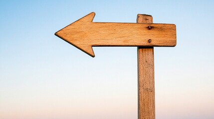 Wooden Arrow Signpost Against Gradient Sky, Symbolizing Direction and Simplicity
