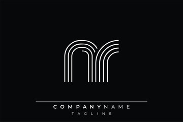 Creative NR lines letter logo design. A simplistic and elegant abstract logo design with linear patterns and initials, suitable for contemporary branding.