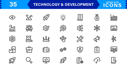 Ultimate Tech and Development Symbols Set. Minimal, Vector-Based Icons for Professionals