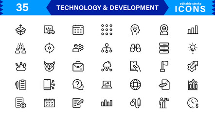 Ultimate Tech and Development Symbols Set. Minimal, Vector-Based Icons for Professionals