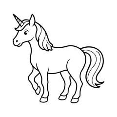 Obraz premium Cute Cartoon Outline Illustration of a Unicorn for Coloring Activity