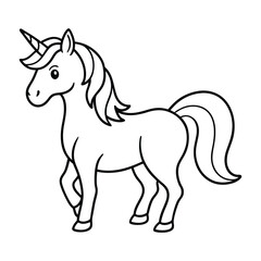 Obraz premium Cute Cartoon Outline Illustration of a Unicorn for Coloring Activity