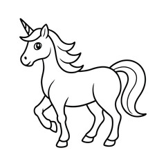 Obraz premium Cute Cartoon Outline Illustration of a Unicorn for Coloring Activity