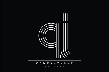 Creative QJ lines letter logo design. A simplistic and elegant abstract logo design with linear patterns and initials, suitable for contemporary branding.