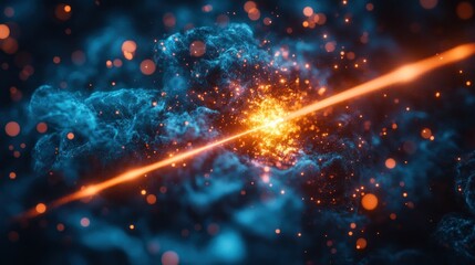Obraz premium Energy Burst Through Nebula, Cosmic Collision, Abstract