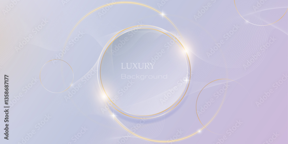 Poster abstract gold circle, soft neon glow light effect, smooth curve, sparkling line with glitter on ligh