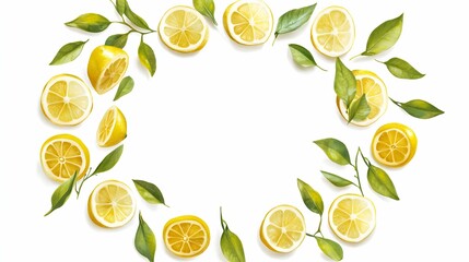 Vibrant lemon slice template arranged in a circular design, ideal for lively invitations.