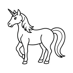 Obraz premium Cute Cartoon Outline Illustration of a Unicorn for Coloring Activity