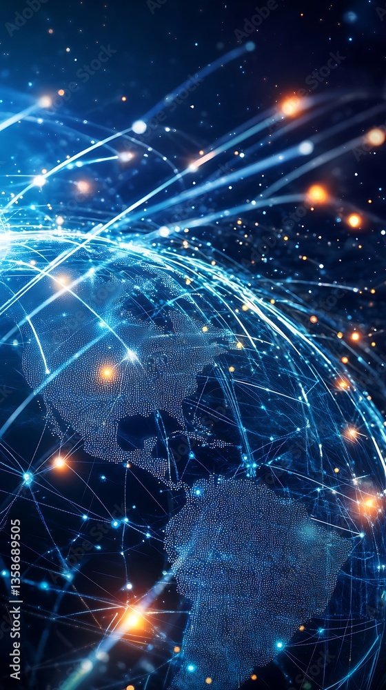 Fototapete global network connections futuristic digital earth visualization showing interconnectedness and dat