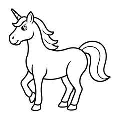 Cute Cartoon Outline Illustration of a Unicorn for Coloring Activity