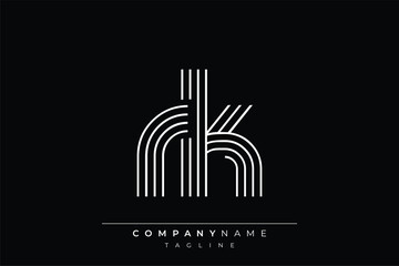 Creative RK lines letter logo design. A simplistic and elegant abstract logo design with linear patterns and initials, suitable for contemporary branding.