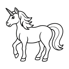 Obraz premium Cute Cartoon Outline Illustration of a Unicorn for Coloring Activity