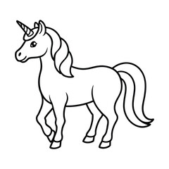 Cute Cartoon Outline Illustration of a Unicorn for Coloring Activity