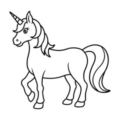 Cute Cartoon Outline Illustration of a Unicorn for Coloring Activity