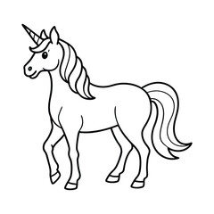Cute Cartoon Outline Illustration of a Unicorn for Coloring Activity