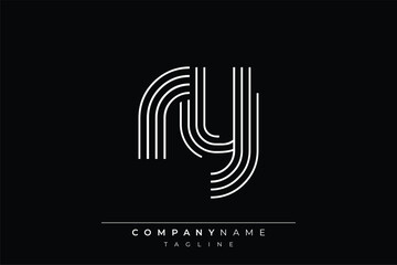 Obraz premium Creative RY lines letter logo design. A simplistic and elegant abstract logo design with linear patterns and initials, suitable for contemporary branding.