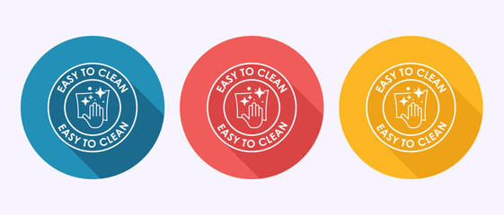 Easy cleaning icon design illustration. Clean surface icon sign symbol in shadow button design