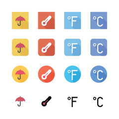 Fototapeta premium Set of icons for web and mobile applications featuring various symbols, buttons, and designs in a flat vector style
