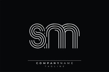 Creative SM lines letter logo design. A simplistic and elegant abstract logo design with linear patterns and initials, suitable for contemporary branding.