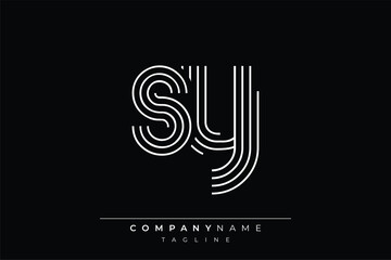 Creative SY lines letter logo design. A simplistic and elegant abstract logo design with linear patterns and initials, suitable for contemporary branding.