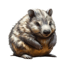 Obraz premium A Curious Wombat Sitting on the Ground Isolated on Transparent Background
