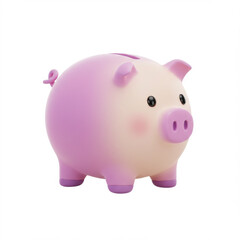 Fototapeta premium 3D Piggy Bank, Cute Pink Pig, Saving Money, Isolated on White