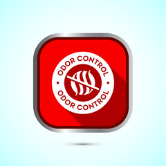 Odor control icon design illustration. Anti bad smell icon, Odor free label, Red color shadow button design