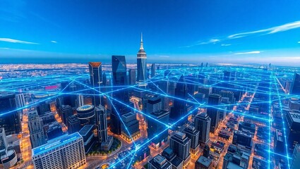 Fototapeta premium Smart City Digital Infrastructure Connecting the Urban Landscape