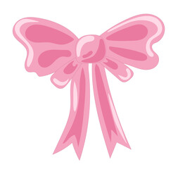 Cute pink bow with ribbon in vintage girly style