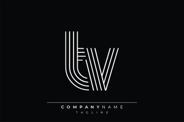 Creative TV lines letter logo design. A simplistic and elegant abstract logo design with linear patterns and initials, suitable for contemporary branding.