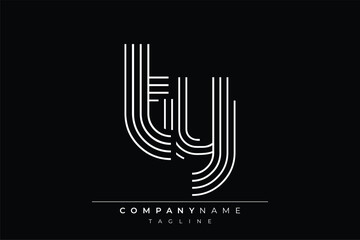 Creative TY lines letter logo design. A simplistic and elegant abstract logo design with linear patterns and initials, suitable for contemporary branding.
