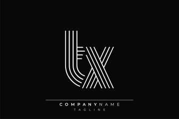 Creative TX lines letter logo design. A simplistic and elegant abstract logo design with linear patterns and initials, suitable for contemporary branding.