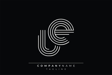 Creative UE lines letter logo design. A simplistic and elegant abstract logo design with linear patterns and initials, suitable for contemporary branding.