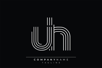 Creative UH lines letter logo design. A simplistic and elegant abstract logo design with linear patterns and initials, suitable for contemporary branding.