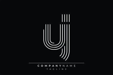 Creative UJ lines letter logo design. A simplistic and elegant abstract logo design with linear patterns and initials, suitable for contemporary branding.