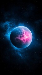 Obraz premium Glowing Planet in Nebula Space.