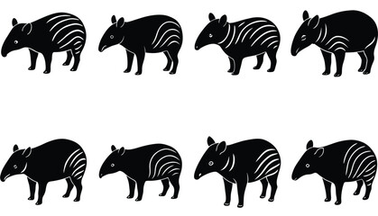 Tapir Vector Shilhouette Bundle Set Collection