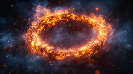 Obraz premium A glowing digital tech circle symbolizing big data and advanced technology on a dark backdrop, representing modern innovation and 3D rendering in the world of digital transformation.