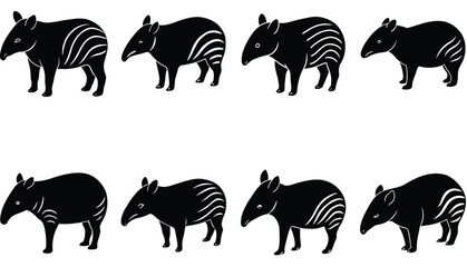 Tapir Vector Shilhouette Bundle Set Collection
