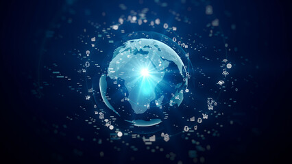 digital icon symbols earth globe in space